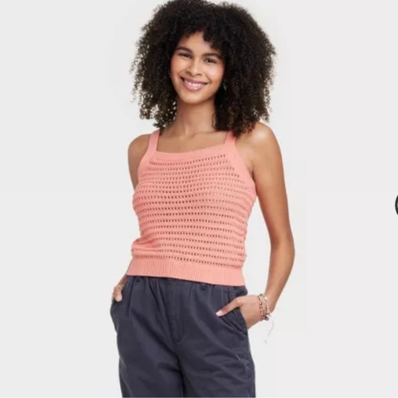 Universal Thread Open Weave Tank Sweater Coral Pink XL - Picture 1 of 12